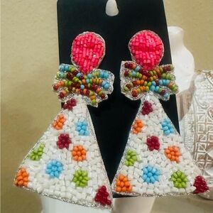 Colorful Beaded Triangle Earrings